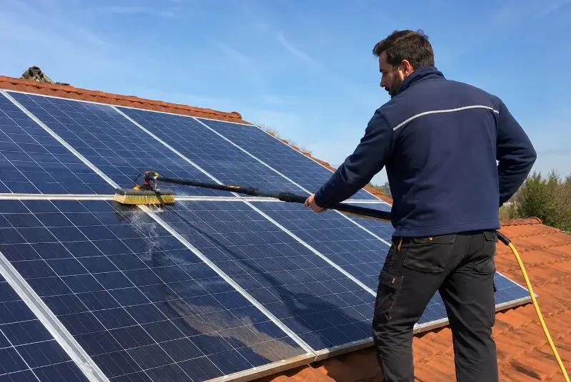 Nettoyage et entretien de panneaux solaires au Temple